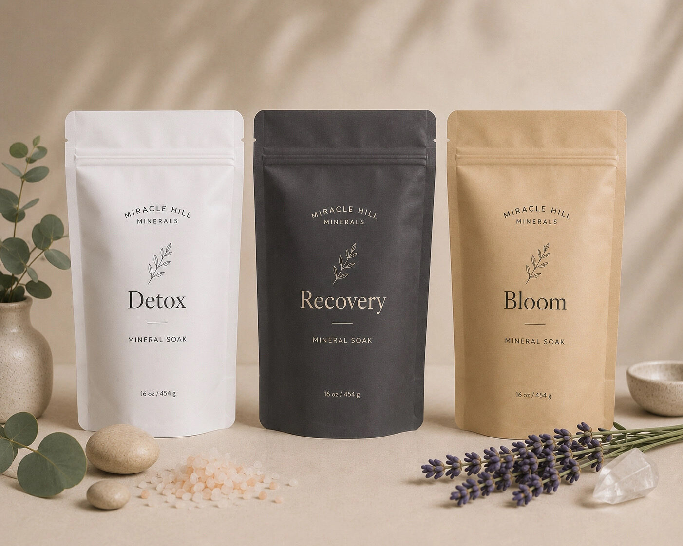 Mineral Soak Trio — Detox · Recovery · Bloom